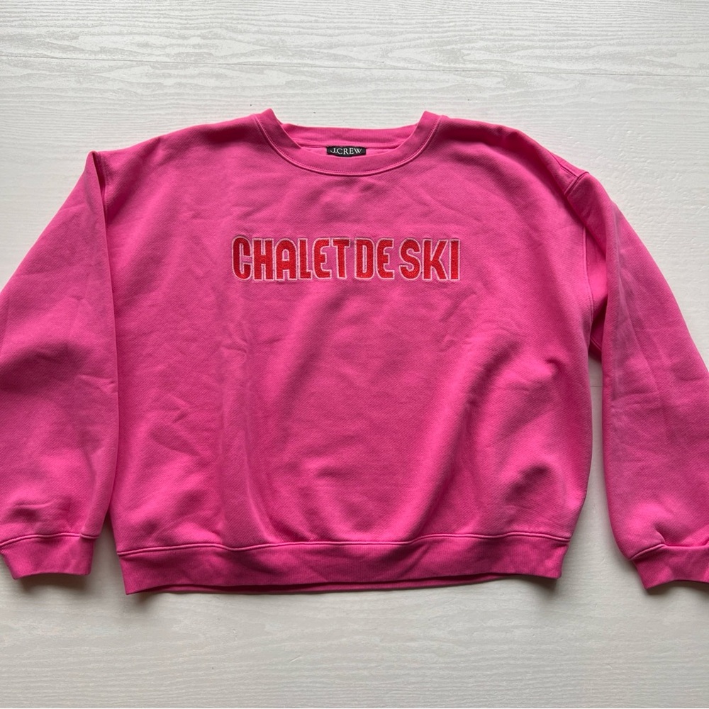J Crew Heritage Fleece Chalet De Ski Graphic Sweatshirt